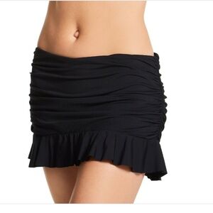 Leilani Women's Solids Ruffle Skirtini Swim Bottom Black Size 6 10435